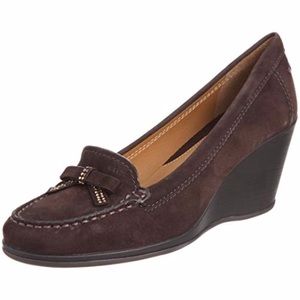 Geox ‘Respira’ Brown Bow Tie Suede Wedges, 5 (EUR 35)